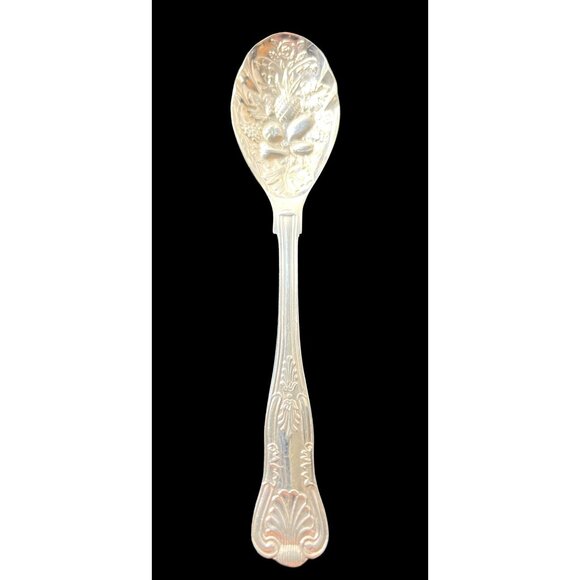 Vintage Sheffield English Silver Plate Kings Pattern Ornate Berry Sugar Spoon - Picture 1 of 8